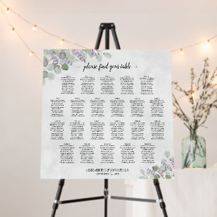 22 Table Eucalyptus Lavender Wedding Seating Chart Foam Board