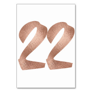22 Table  Number White Metallic Pink Rose Gold Table Number