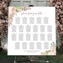 22 Table Pink Boho Roses Wedding Seating Chart Foam Board