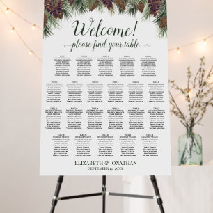 22 Table Rustic Pinecones Wedding Seating Chart Foam Board