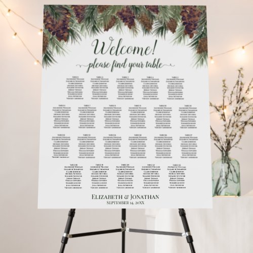 22 Table Rustic Pinecones Wedding Seating Chart Foam Board