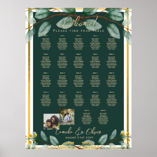 22 Table Seating Chart Photo Welcome Names Wedding