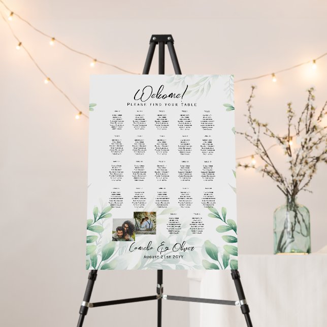 22 Table Seating Chart Photo Welcome Names Wedding Foam Board (In Situ (Stand))