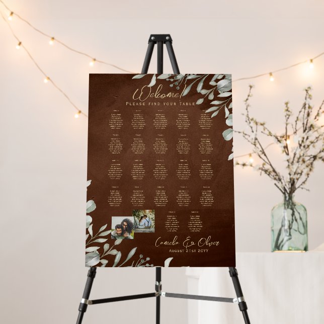 22 Table Seating Chart Photo Welcome Names Wedding Foam Board (In Situ (Stand))