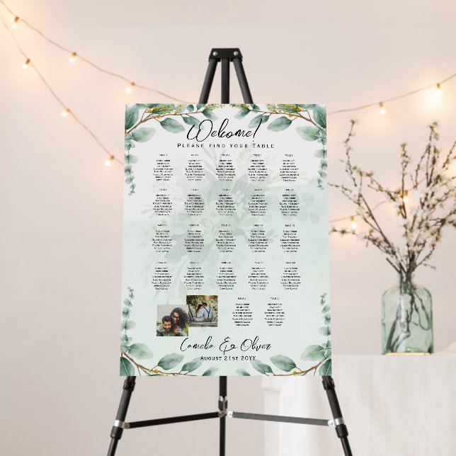 22 Table Seating Chart Photo Welcome Names Wedding Foam Board (In Situ (Stand))