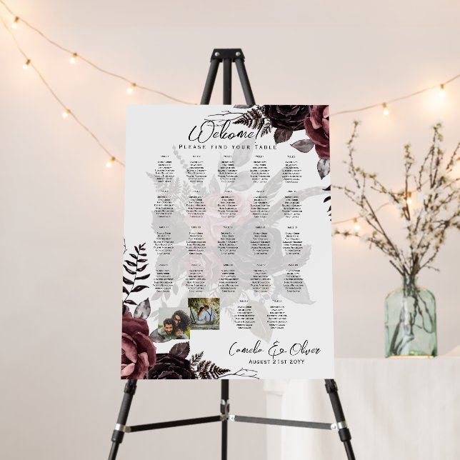 22 Table Seating Chart Photo Welcome Names Wedding Foam Board (In Situ (Stand))