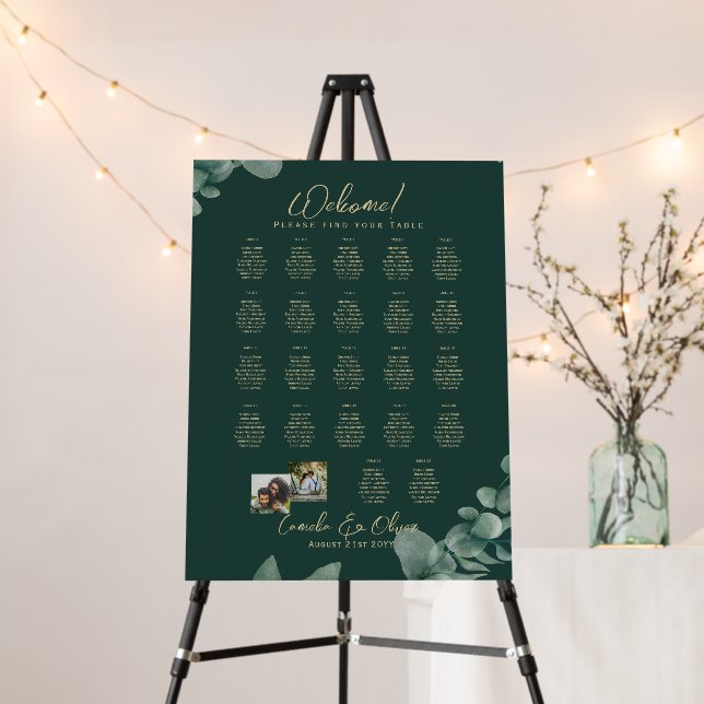22 Table Seating Chart Photo Welcome Names Wedding Foam Board (In Situ (Stand))