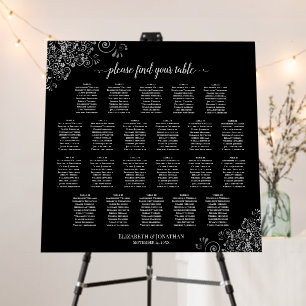 22 Table Silver Lace & Classic Black Seating Chart Foam Board