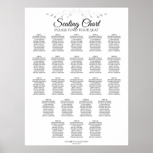 22 Table Simple Elegant Wedding Seating Chart