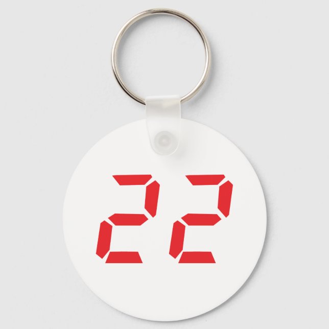 22 twenty-two red alarm clock digital number keychain (Front)