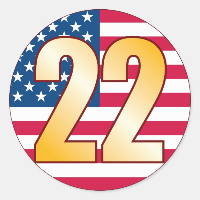 22 USA Gold Classic Round Sticker (Front)