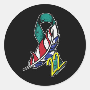 22 Veteran PTSD Suicide Awareness US Feather Patri Classic Round Sticker