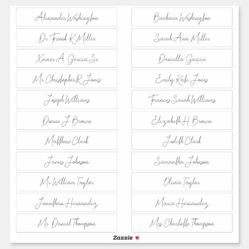22 Wedding Guest Names Elegant Handwritten Script Sticker