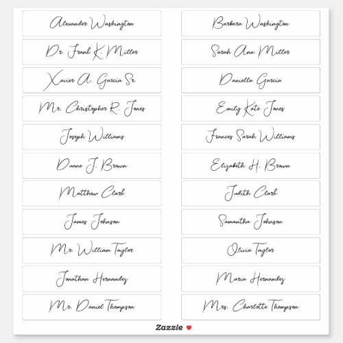 22 Wedding Guest Names Elegant Monoline Script Sticker