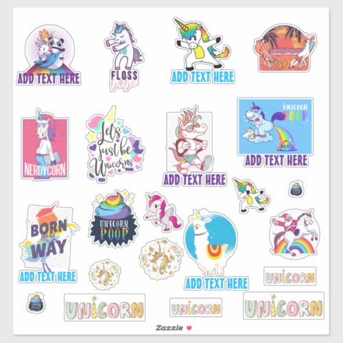 22 x Shaped UNICORN Funny Cute Kawaii Dab Emoji Sticker