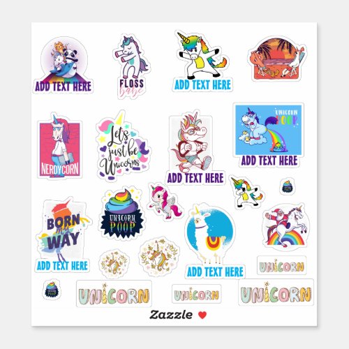 22 x Shaped UNICORN Funny Cute Kawaii Dab Emoji Sticker