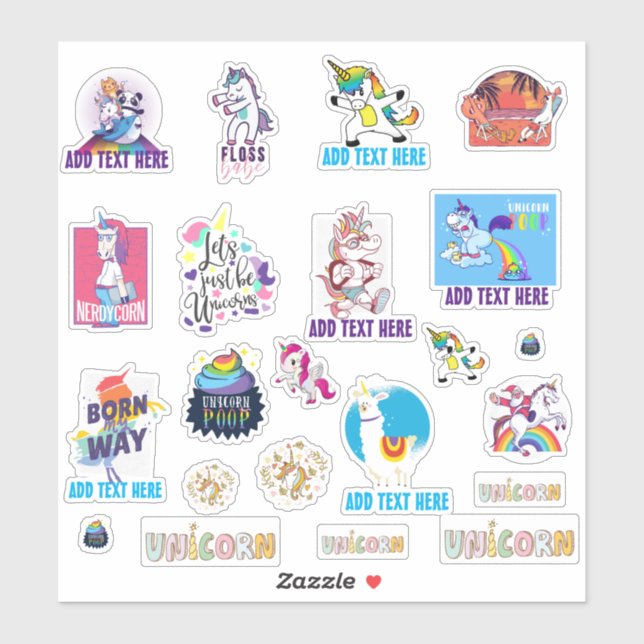22 x Shaped UNICORN Funny Cute Kawaii Dab Emoji Sticker (Sheet)