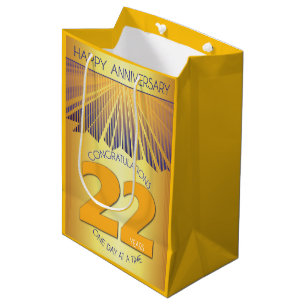22 Year Golden Ray 12 Step Anniversary Medium Gift Bag