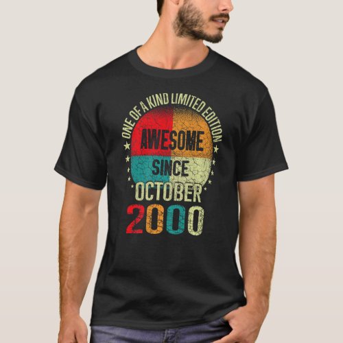 22 Year Old  Awesome Since October 2000 22nd Birth T_Shirt