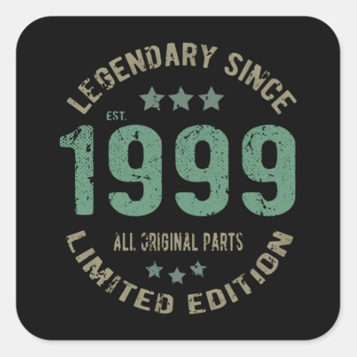 22 Year Old Bday 1999 Legend Since 22nd Birthday Square Sticker