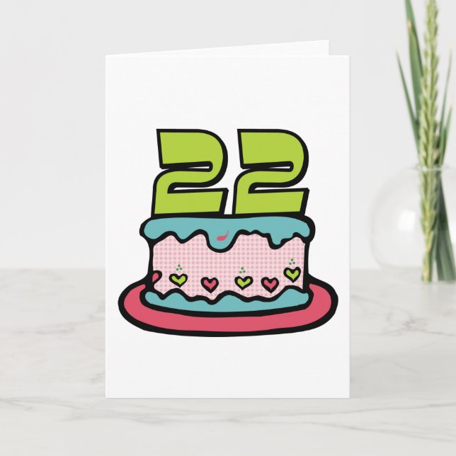 22 Year Old Birthday Cake Card (Front)