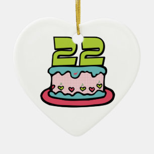 22 Year Old Birthday Cake Ceramic Ornament