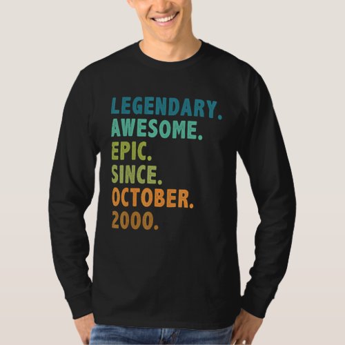 22 Year Old  Legend Since October 2000 22nd Birthd T_Shirt