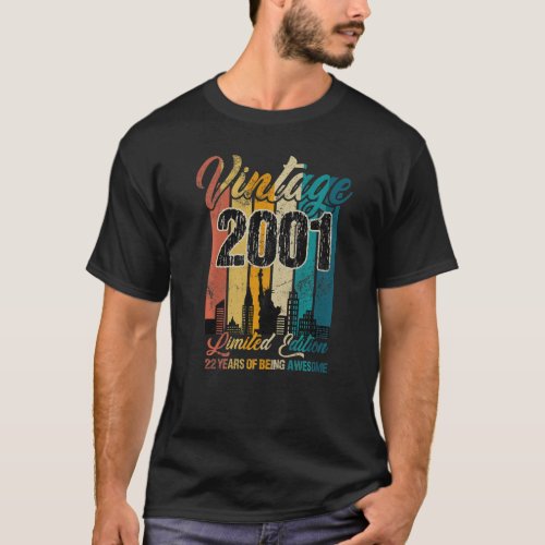 22 Year Old Vintage 2001  22nd Birthday party T_Shirt