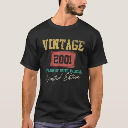 22 Year Old Vintage 2001  22nd Birthday T_Shirt