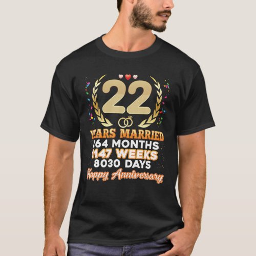 22 Years Married Happy 22Nd Wedding Anniversary Co T_Shirt