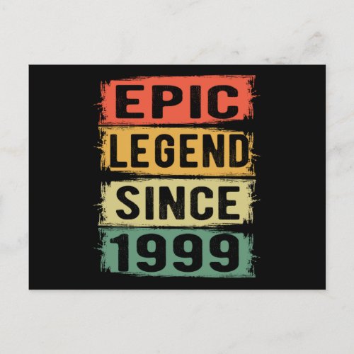 22 Years Old Bday 1999 Epic Legend 22nd Birthday Postcard