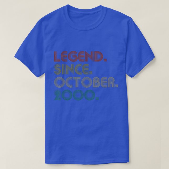 22 Years Old Gifts Legend Since October 2000 22nd  T-Shirt (Design Front)