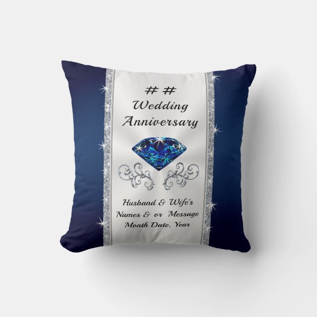 22nd, 16th, 65th or 2nd Wedding Anniversary Gift Throw Pillow (Front)