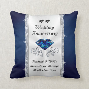 22nd, 16th, 65th or 2nd Wedding Anniversary Gift Throw Pillow