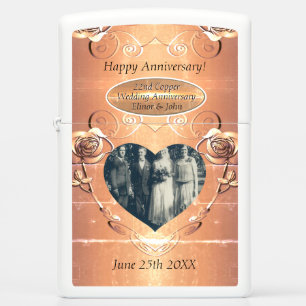 22nd/7th Copper(Color)Photo Wedding Anniversary Zippo Lighter