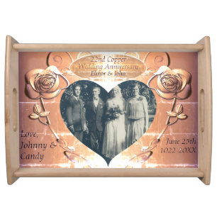 22nd/7th Copper Wedding Anniversary +Photo  Serving Tray