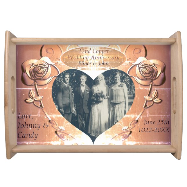 22nd/7th Copper Wedding Anniversary +Photo  Serving Tray (Front)