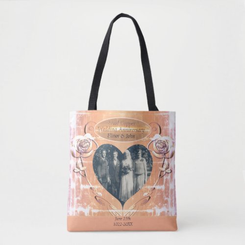 22nd7th Copper Wedding Rose Photo Tote