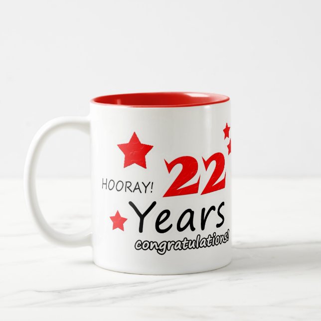 22nd anniversary, 22 Years Wedding Anniversaries Two-Tone Coffee Mug (Left)