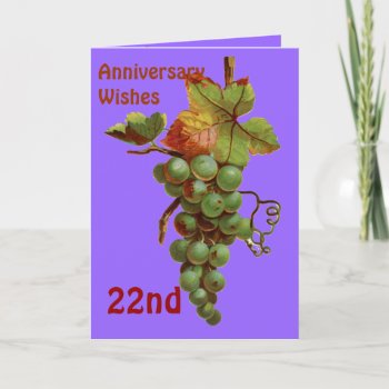 22nd Anniversary Wishes  Customiseable Card by windsorarts at Zazzle