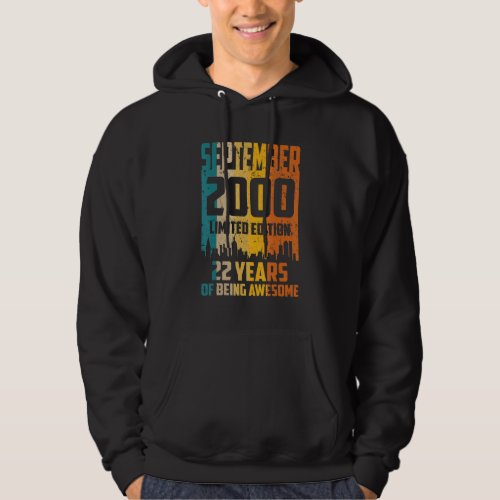 22nd Birthday 22 Years Awesome Since September 200 Hoodie