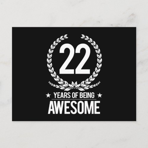 22nd Birthday 22 Years Of Being Awesome Postcard