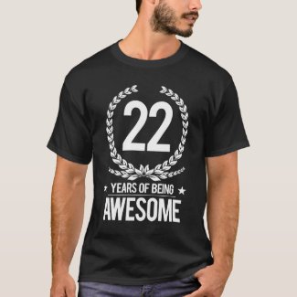 22nd Birthday (22 Years Of Being Awesome) T-Shirt