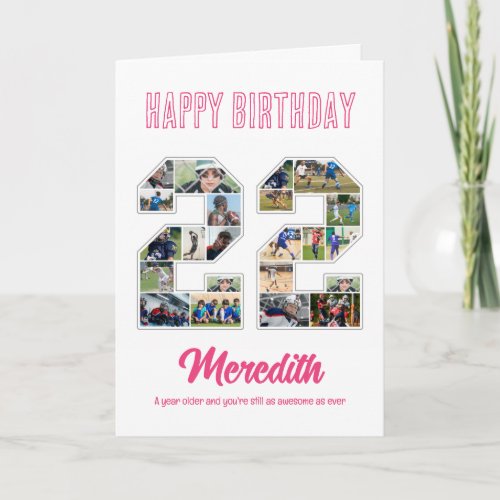 22nd Birthday Anniversary Number 22 Photo Collage Card