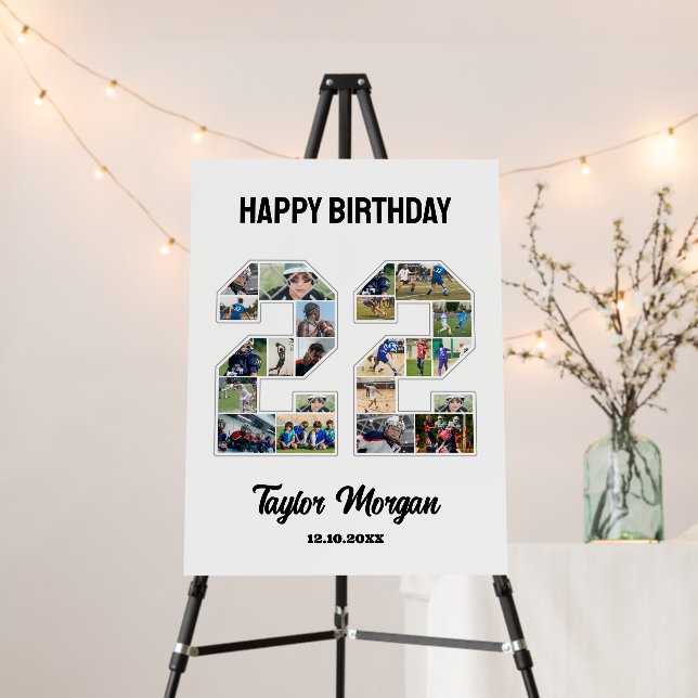 22nd Birthday Anniversary Number 22 Photo Collage Foam Board (In Situ (Stand))