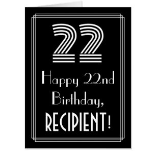 22nd Birthday — Art Deco Inspired Look “22” + Name Card