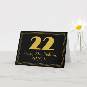 22nd Birthday: Art Deco Inspired Look "22" & Name Card