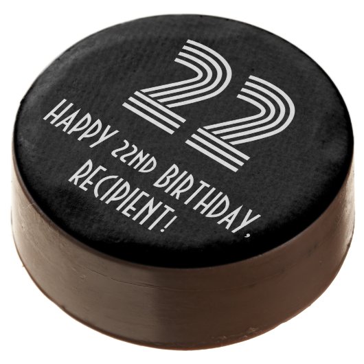 22nd Birthday - Art Deco Inspired Look "22", Name Chocolate Covered Oreo (Angled)
