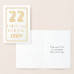 [ Thumbnail: 22nd Birthday - Art Deco Inspired Look "22" & Name Foil Card ]