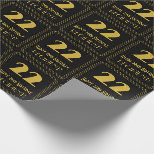 22nd Birthday – Art Deco Inspired Look "22" & Name Wrapping Paper